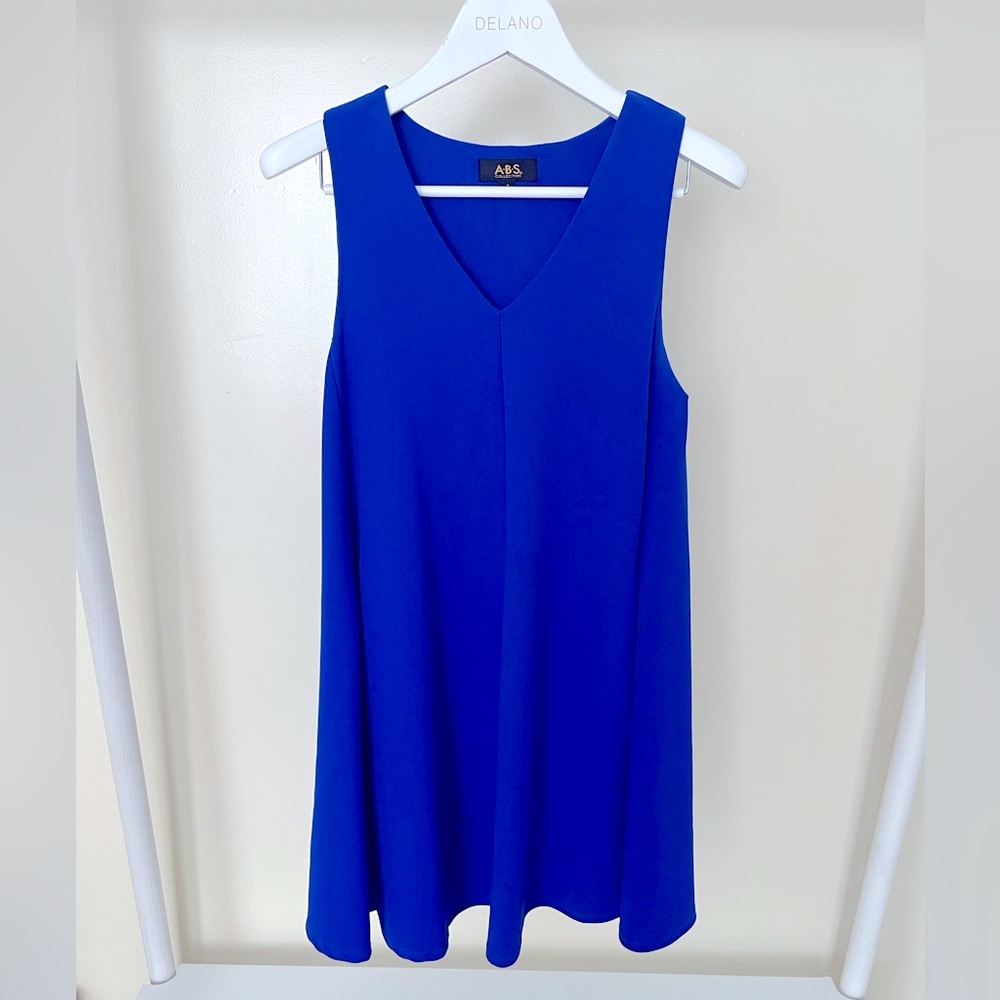 ABS Collection Pleated Blue Dress w Pockets - S